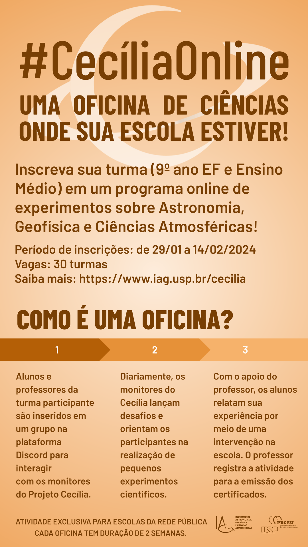 Flyer do programa Cecília; as informações estão no corpo do texto